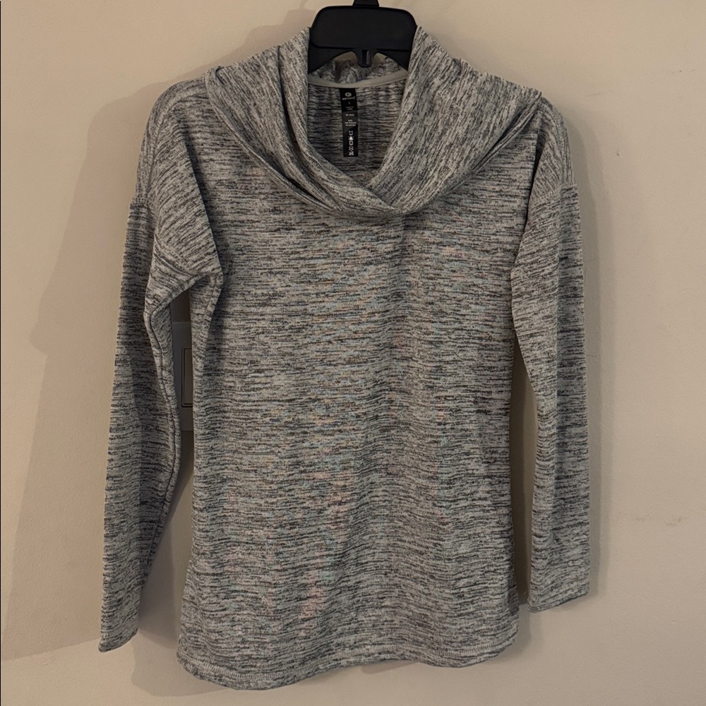 90 Degree By Reflex Heathered Gray Cowl Neck Top